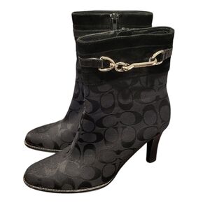Coach Black Arissa High Heel Ankle Boots Booties Size 7.5B  Made In Italy